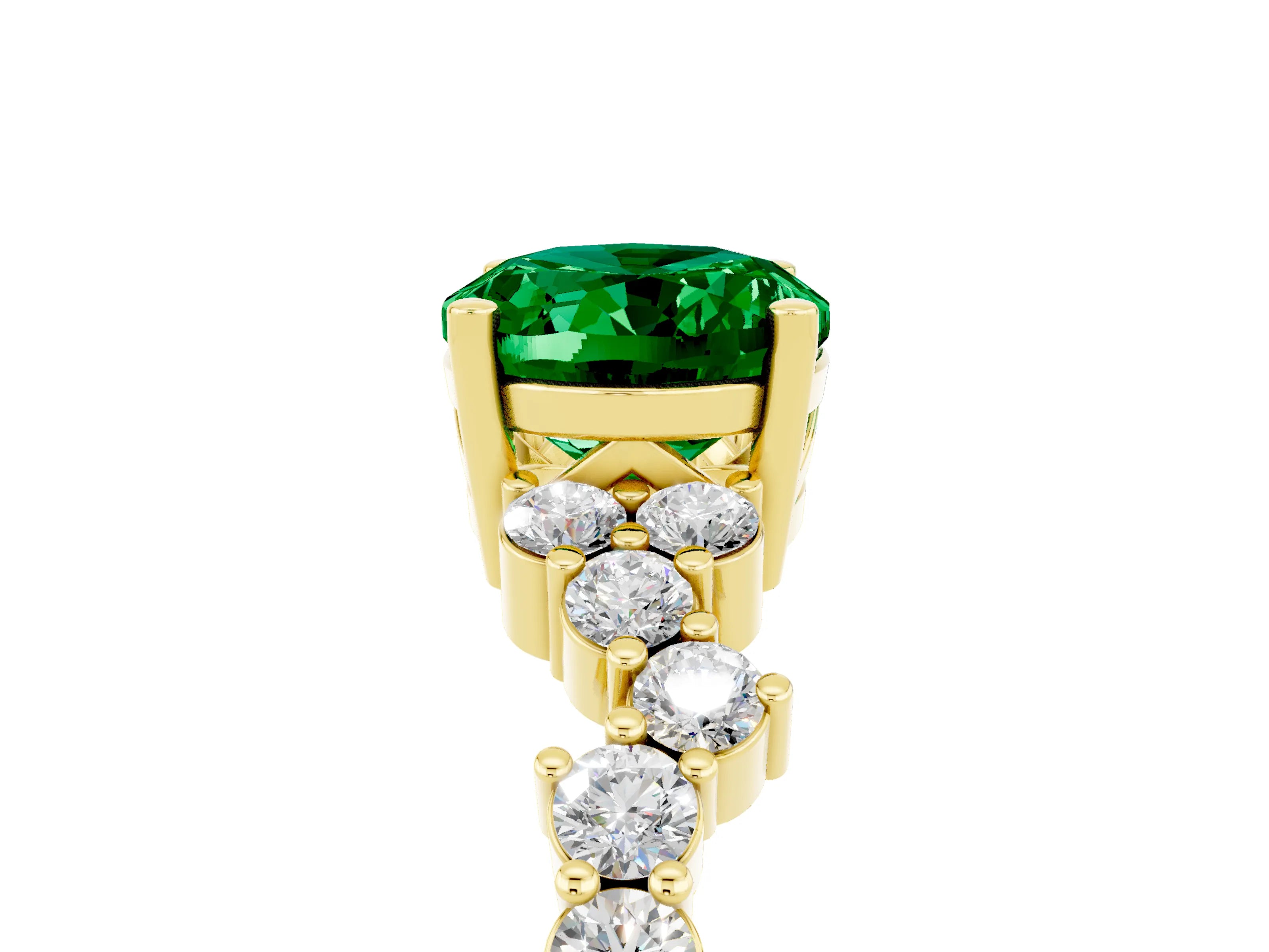 Yellow gold Oval Cut Diamond Cluster Pavé Band with Four-Prong Setting_5