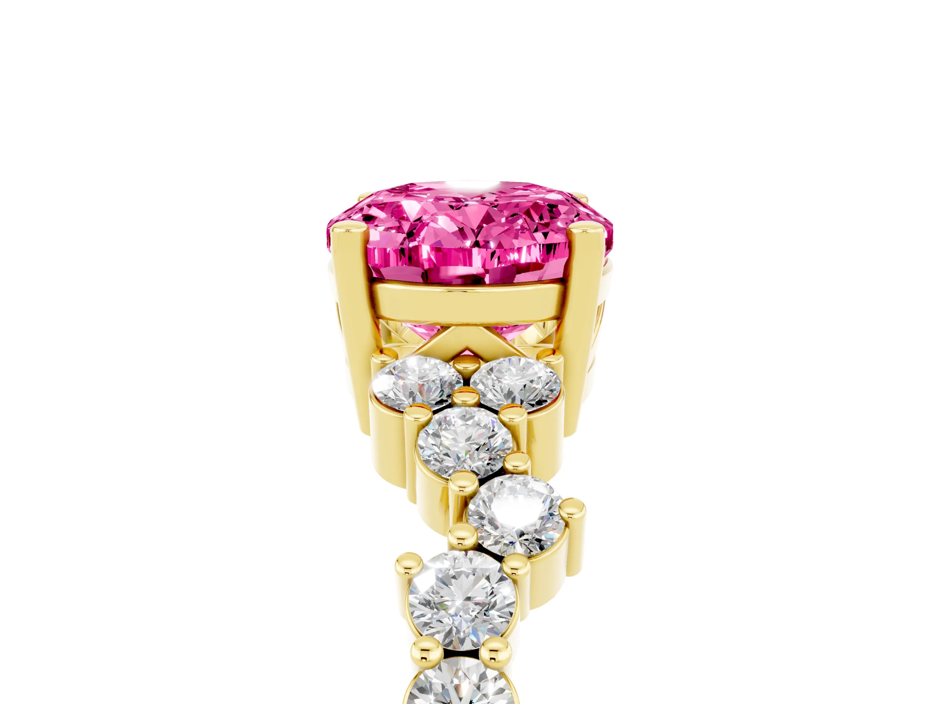 Yellow gold Oval Cut Diamond Cluster Pavé Band with Four-Prong Setting_5