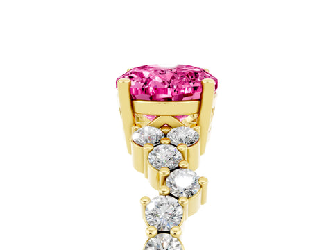 Yellow gold Oval Cut Diamond Cluster Pavé Band with Four-Prong Setting_5