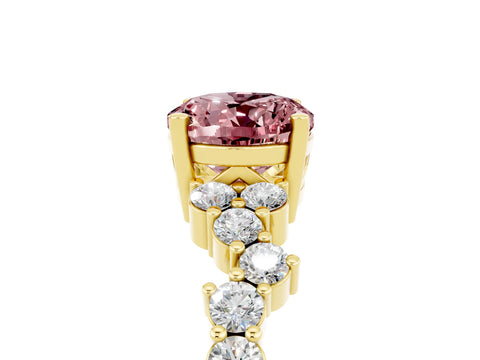 Yellow gold Oval Cut Diamond Cluster Pavé Band with Four-Prong Setting_5