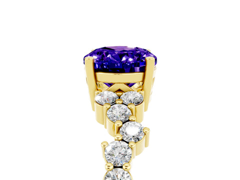 Yellow gold Oval Cut Diamond Cluster Pavé Band with Four-Prong Setting_5