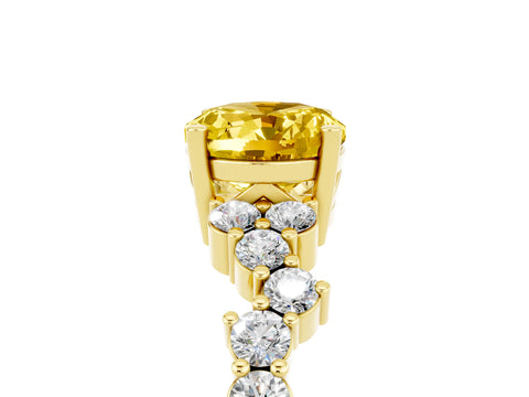 Yellow gold Oval Cut Diamond Cluster Pavé Band with Four-Prong Setting_5