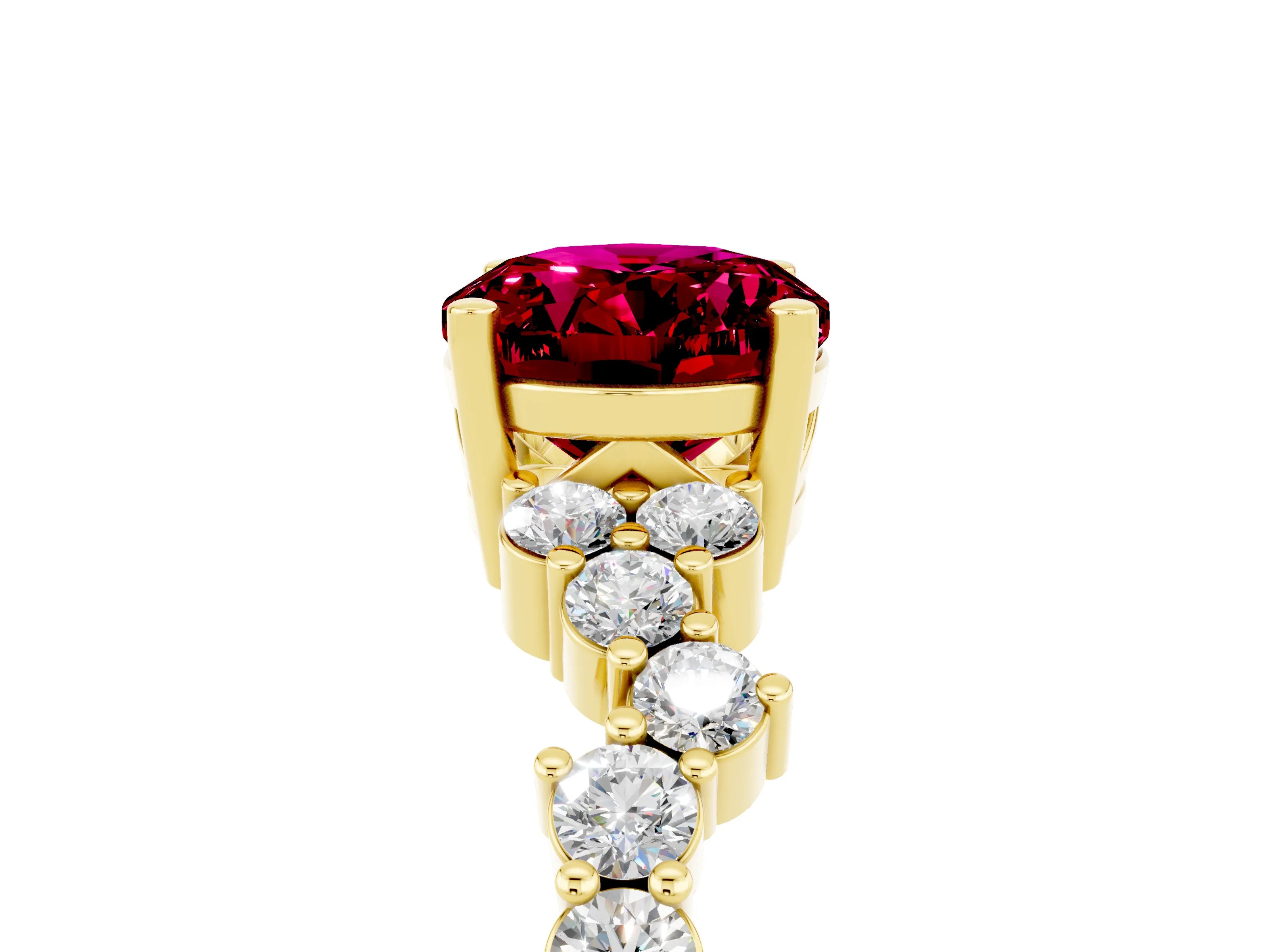 Yellow gold Oval Cut Diamond Cluster Pavé Band with Four-Prong Setting_5