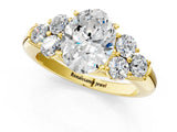 Yellow gold Oval Cut Diamond Cluster Ring with Round Accent Stones and Prong Setting on a Classic Band_58