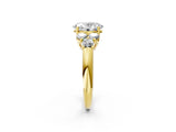 Yellow gold Oval Cut Diamond Cluster Ring with Round Accent Stones and Prong Setting on a Classic Band_59
