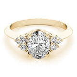 14K Yellow Gold 1.09 Carat F VS1 Marquise Cut Diamond Cluster Ring with Solitaire Band and Four-Prong Setting