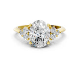 Yellow gold Oval Cut Diamond Cluster Ring with Solitaire Band and Four-Prong Setting_15