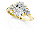 Yellow gold Oval Cut Diamond Cluster Ring with Solitaire Band and Four-Prong Setting_16