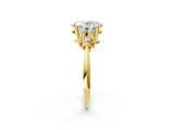 Yellow gold Oval Cut Diamond Cluster Ring with Solitaire Band and Four-Prong Setting_17