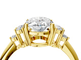 Yellow gold Oval Cut Diamond Cluster Ring with Solitaire Band and Four-Prong Setting_19