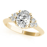 14K Yellow Gold 1.09 Carat F VS1 Marquise Cut Diamond Cluster Ring with Solitaire Band and Four-Prong Setting