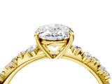 Yellow gold Oval Cut Diamond Cluster Side Stone Solitaire Ring with Prong Setting_78