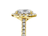 Yellow gold Oval Cut Diamond Cushion Halo Ring with Pavé Band_20
