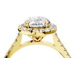 Yellow gold Oval Cut Diamond Cushion Halo Ring with Pavé Band_7