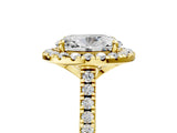 Yellow gold Oval Cut Diamond Cushion Halo Ring with Pavé Band_8