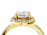Yellow gold Oval Cut Diamond Double Halo Ring with Split Shank and Four-Prong Setting_7