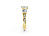 Yellow gold Oval Cut Diamond Engagement Ring with Baguette Side Stones and Channel Set Band_45