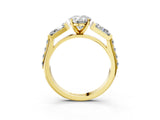 Yellow gold Oval Cut Diamond Engagement Ring with Baguette Side Stones and Channel Set Band_46