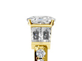 Yellow gold Oval Cut Diamond Engagement Ring with Baguette Side Stones and Channel Set Band_48