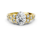 Yellow gold Oval Cut Diamond Engagement Ring with Bezel Set Round Side Stones and Prong Setting_61