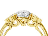 Yellow gold Oval Cut Diamond Engagement Ring with Bezel Set Round Side Stones and Prong Setting_65