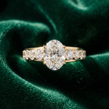 Yellow gold Oval Cut Diamond Engagement Ring with Pavé Band and Four-Prong Setting_15