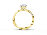 Yellow gold Oval Cut Diamond Engagement Ring with Side Stone Accents and Four-Prong Setting_64