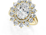 Yellow gold Oval Cut Diamond Floral Double Halo Engagement Ring with Prong Setting_36