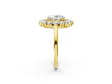 Yellow gold Oval Cut Diamond Floral Double Halo Engagement Ring with Prong Setting_37
