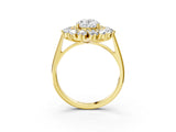 Yellow gold Oval Cut Diamond Floral Double Halo Engagement Ring with Prong Setting_38