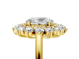 Yellow gold Oval Cut Diamond Floral Double Halo Engagement Ring with Prong Setting_40