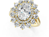 Yellow gold Oval Cut Diamond Floral Double Halo Engagement Ring with Prong Setting_78