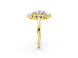 Yellow gold Oval Cut Diamond Floral Double Halo Engagement Ring with Prong Setting_79