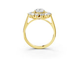 Yellow gold Oval Cut Diamond Floral Double Halo Engagement Ring with Prong Setting_80