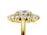 Yellow gold Oval Cut Diamond Floral Double Halo Engagement Ring with Prong Setting_82