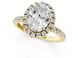 Yellow gold Oval Cut Diamond Floral Halo Engagement Ring with Pavé Band and Prong Setting_38