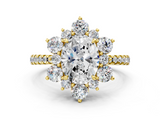 Yellow gold Oval Cut Diamond Floral Halo Pave Band with Prong Setting_36
