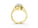 Yellow gold Oval Cut Diamond Floral Halo Ring with Pavé Band and Prong Setting_6