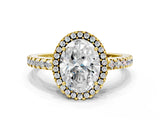 Yellow gold Oval Cut Diamond Halo Engagement Ring with Pavé Band and Prong Setting_27