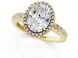 Yellow gold Oval Cut Diamond Halo Engagement Ring with Pavé Band and Prong Setting_28