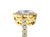 Yellow gold Oval Cut Diamond Halo Engagement Ring with Pavé Band and Prong Setting_32