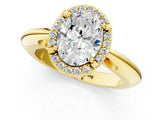 Yellow gold Oval Cut Diamond Halo Engagement Ring with Split Shank and Four-Prong Setting_95