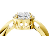 Yellow gold Oval Cut Diamond Halo Engagement Ring with Split Shank and Four-Prong Setting_98