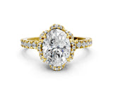 Yellow gold Oval Cut Diamond Halo Pave Band with Four-Prong Setting_4