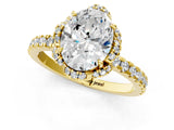 Yellow gold Oval Cut Diamond Halo Pave Band with Four-Prong Setting_5
