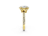 Yellow gold Oval Cut Diamond Halo Pave Band with Four-Prong Setting_6