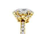 Yellow gold Oval Cut Diamond Halo Pave Band with Four-Prong Setting_9