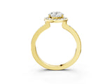 Yellow gold Oval Cut Diamond Halo Ring with Bezel Frame and Pavé Band_6