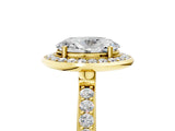 Yellow gold Oval Cut Diamond Halo Ring with Bezel Frame and Pavé Band_8