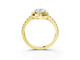 Yellow gold Oval Cut Diamond Halo Ring with Pavé Band and Four-Prong Setting_10